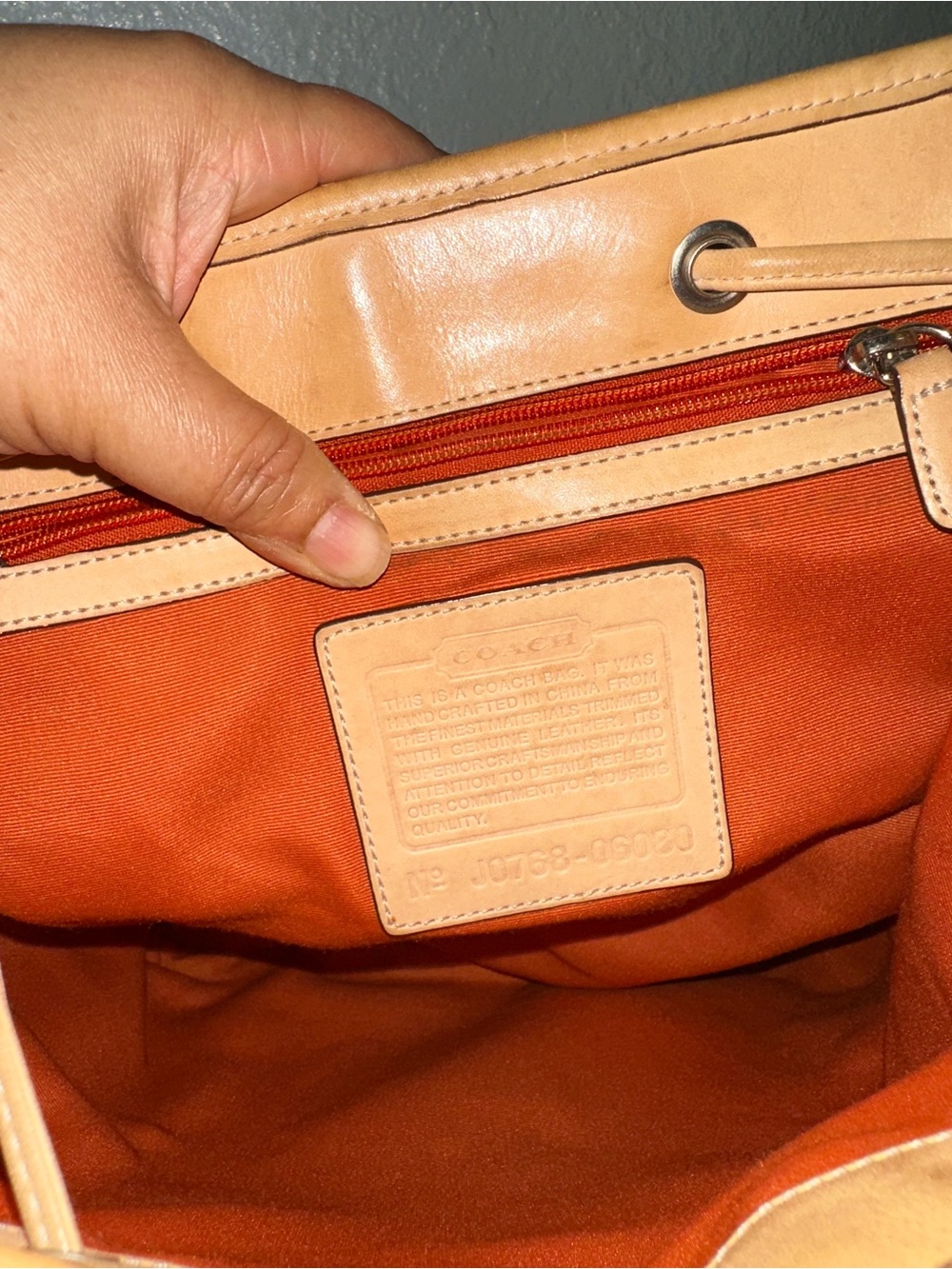 Vintage Coach Tan/Brown Cognac Signature Canvas Backpack with Leather Tan Trim - Picture 13 of 14